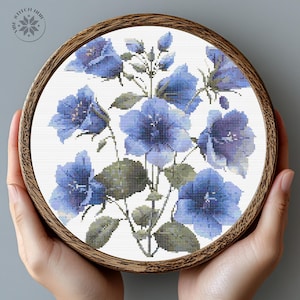 Bellflower  Cross Stitch Pattern PDF, Easy Floral Embroidery Chart, Nature DIY Cross Stitch Design Download