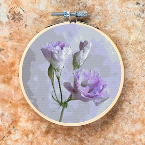 Lisianthus Flores Patrón De Punto De Cruz Bordado, Diseños De Punto De Cruz Floral, Tabla De Punto De Cruz, Naturaleza Fácil Punto De Cruz Descargar Pdf