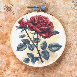 Rose Kreuzstichmuster Stickerei, Kreuzstichmuster, Kreuzstichmuster, Natur Einfacher Kreuzstich Pdf-Download