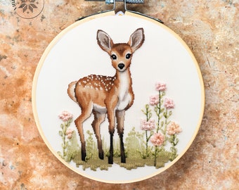 Deer Cross Stitch Pattern Embroidery, Animal Cross Stitch Designs, Cross Stitch Chart, Nature Cross Stitch Pdf Download