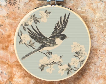 Bird Cross Stitch Pattern, Modern Cross Stitch Designs, Beginner Embroidery Kit, Embroidery Pattern Cross Stitch Pdf Download