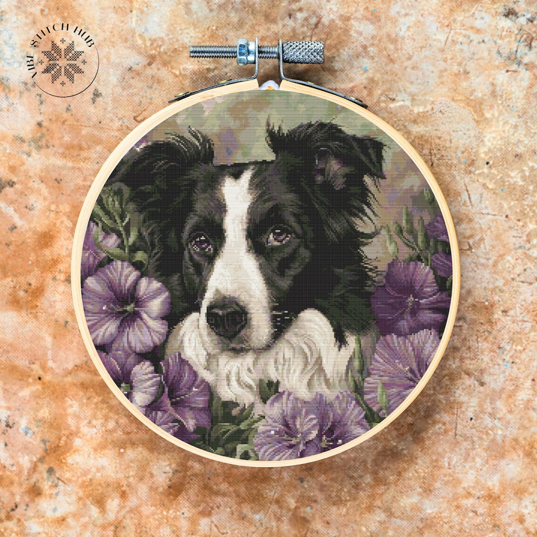 Border Collie Cross Stitch Pattern PDF - Easy Embroidery Kit for ...