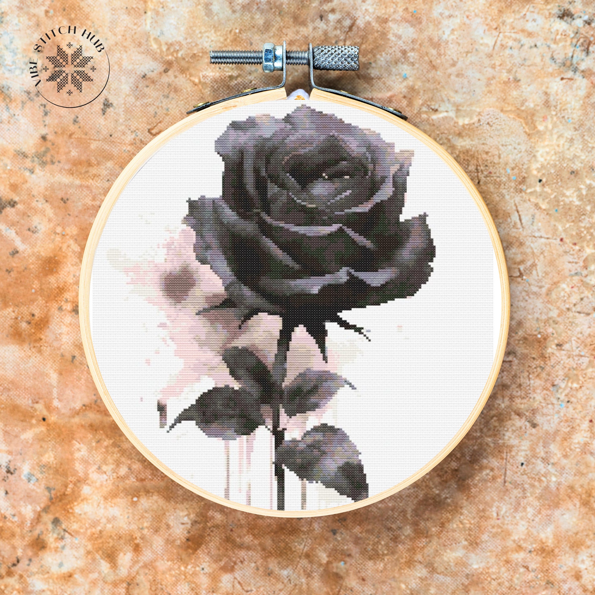 Rose X Pattern Black Rose Cross Stitch Pattern