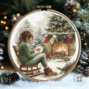 Girl Stitching Sitting Cross Stitch Pattern Embroidery, Cross Stitch Designs, Cross Stitch Chart, Nature Easy Cross Stitch Pdf Download