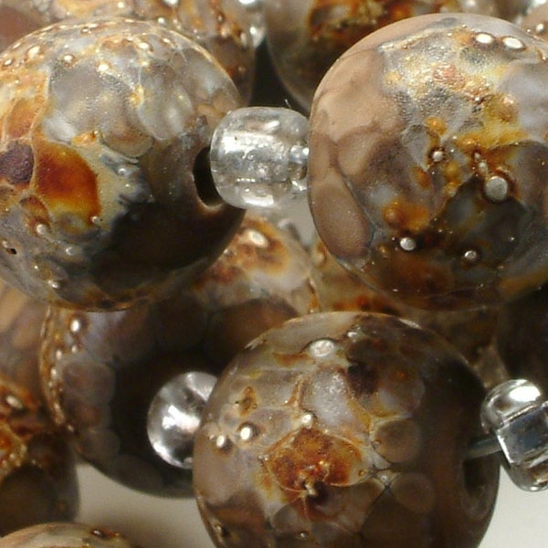 KILLERBEEDZ1 - Copper Mines - 6 Round Lampwork Bead Set