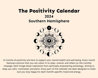 The Positivity Calendar (Southern Hemisphere, 2024) | A4 Wall Calendar | Digital Download