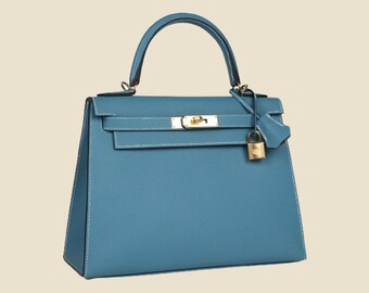 Elegante Bolso Clásico H Kelly Blue Jean Epsom Bags Luxery