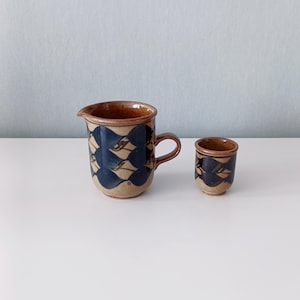 Vintage Porsgrund "Ballade" Creamer Milk Jug and Small Dish Designed by Leif Helge Enger 1977, Retro Kitchenware, Norwegian Ceramic