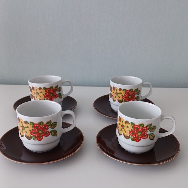 Vintage Bareuther Waldsassen Bavaria Cup and Saucer Set — 1970s Design, vintage ceramics, European porcelain expresso coffee serving duo