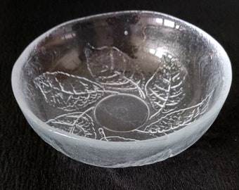 Vintage Kosta Boda Glass Bowl Party, diseño de hoja de tazón de vidrio de postre de la década de 1970, diseño escandinavo de mediados de siglo, tazón de postre vintage.