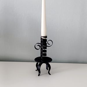 Vintage Scandinavian Wrought Candle Holder with Adjustable Mechanism Made in Sweden, Vintage Nordic Rustic Design, Black Candle Holder