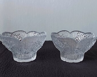 Vintage glazen kandelaars, Scandinavisch glas, Mäntsälän Lasisepät glazen kandelaar, koepeterselie design, Finse glaskunst.