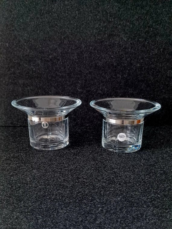 Vintage Rosendahl Danmark Klarglas Votivkerzenhalter Paar, Skandinavisches Design Teelichthalter, Nordic Home Decor