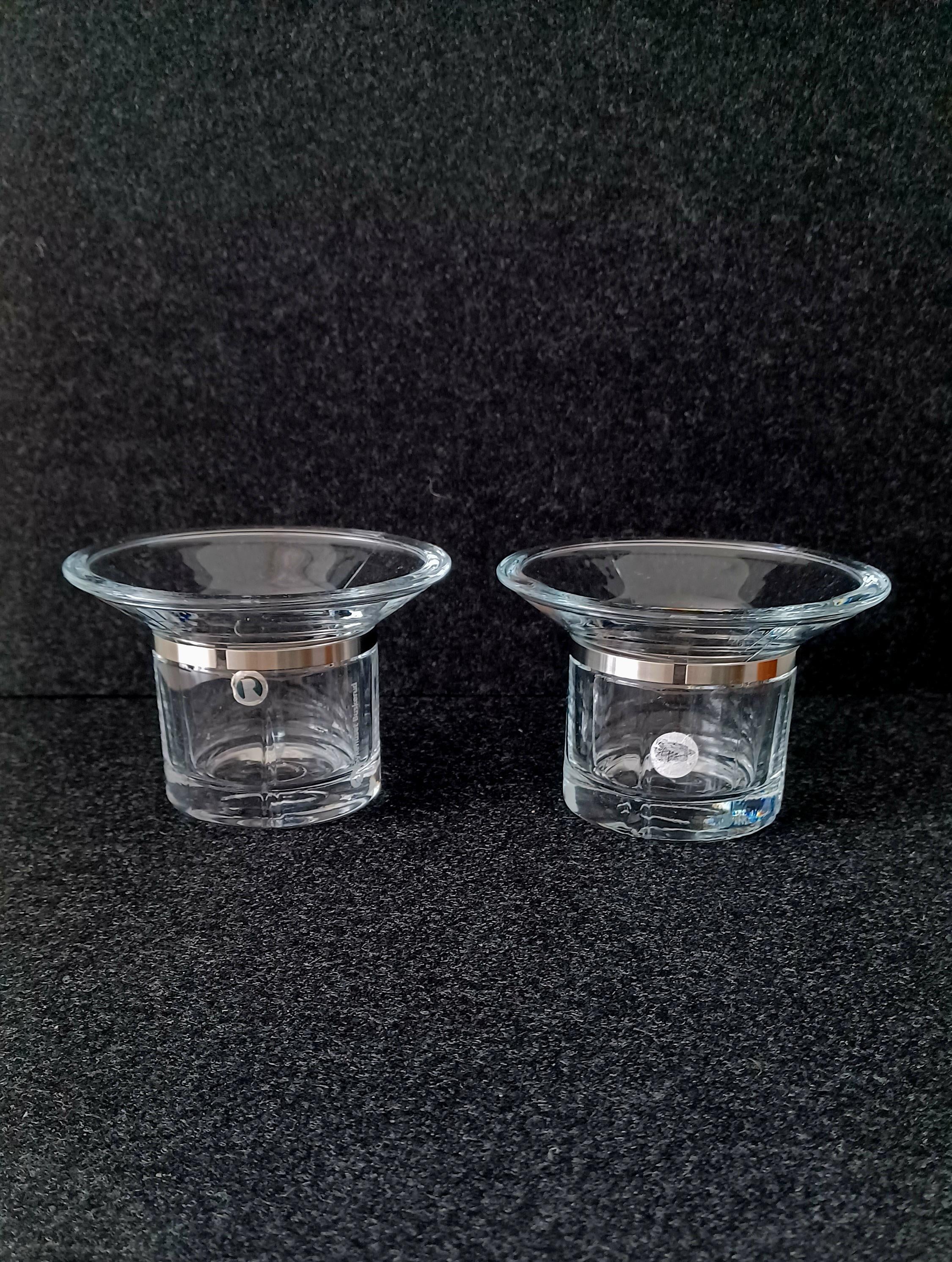 Paire de photophores vintage Rosendahl Danmark en verre transparent — Beyit