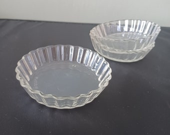 Set of 2 Vintage Arcopal Individual Tart Dish, Arcopal Glass Dish, Mini Quiche Dish, Flan Pans, Vintage French Bakewear