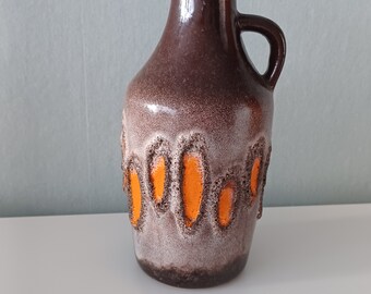 vase vintage pichet d'Allemagne de l'Ouest, gros vase de lave, vase Strehla, Allemagne de l'Ouest des années 1960, vase rétro, art moderne du milieu du siècle, poterie vintage.