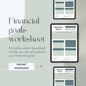 Financial Goals Planner | Printable Goal Planner | Personal Finance Goal Setting Kit | Finance Goal Setting Worksheet 2025