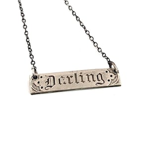 Darling Pendant in Sterling Silver Victorian Love Token image 1