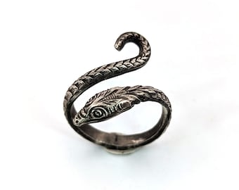 Victorian Snake Wrap Ring in Sterling Silver - Size 8
