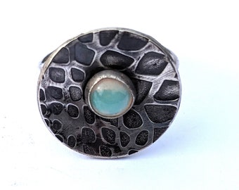 Snakeskin Ring - Sterling Silver and Opal - Size 7.5
