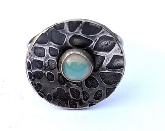 Snakeskin Ring - Sterling Silver and Opal