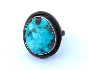 Sonora Peak Turquoise Cocktail Ring - One of a Kind - Size 6.5