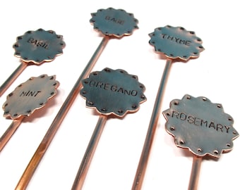 Custom Fancy Copper Garden Markers - Hand Stamped