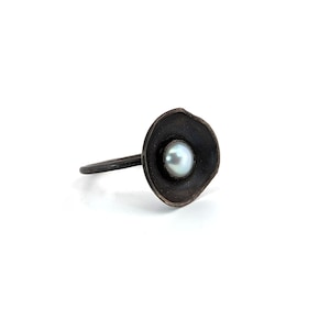 Organic Pod Ring - Sterling Silver and Pearl