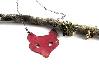 Red Fox Necklace - Handmade Copper Fox Pendant