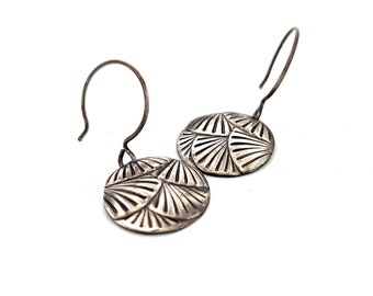 Art Deco Shell Pattern Earrings in Sterling Silver