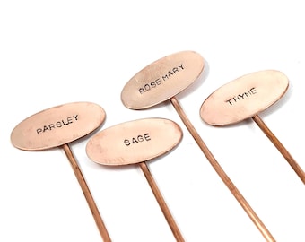 Custom Oval Copper Garden Markers - Hand Stamped