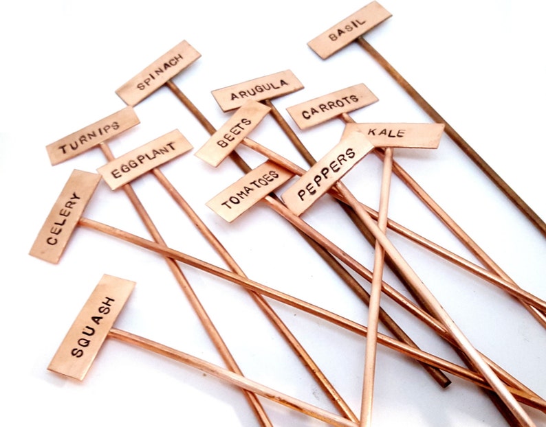Custom Copper Garden Markers Hand Stamped image 0