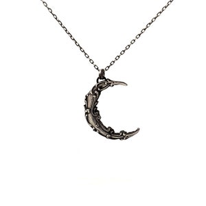 Ornate Crescent Moon Pendant in Sterling Silver image 5