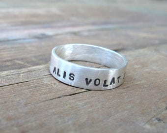 Alis Volat Propriis She Flies With Her Own Wings Sterling Silver Stamped Ring Fundraiser for Emily’s List