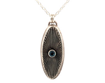 Art Deco Oval Pendant with London Blue Topaz