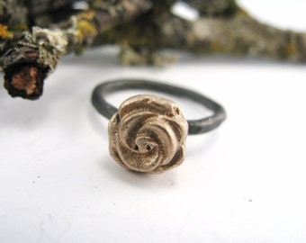 Golden Rose Ring - Hand Cast in Bronze