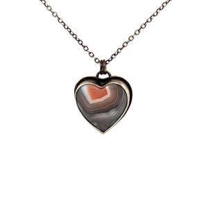 Creamsicle Heart Pendant Sterling Silver and Botswana Agate One of a Kind image 6