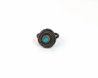 Chain Ring with Amazonite  - Size 6.5 OOAK