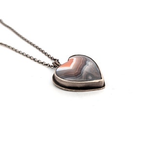 Creamsicle Heart Pendant Sterling Silver and Botswana Agate One of a Kind image 2