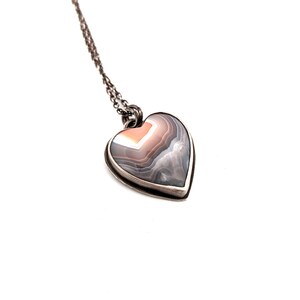 Creamsicle Heart Pendant Sterling Silver and Botswana Agate One of a Kind image 3