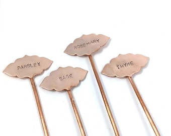 Custom Fancy Copper Garden Markers - Hand Stamped