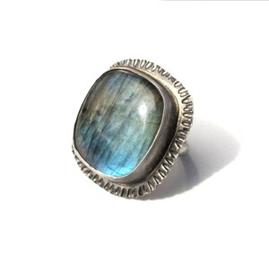 Big Square Labradorite Cocktail Ring - Size 7 OOAK