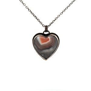 Creamsicle Heart Pendant Sterling Silver and Botswana Agate One of a Kind image 1