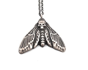 Death's Head Hawkmoth Pendant in Sterling Silver