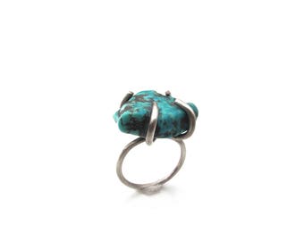 Sterling Silver and Turquoise Solitaire - Size 7.5 OOAK