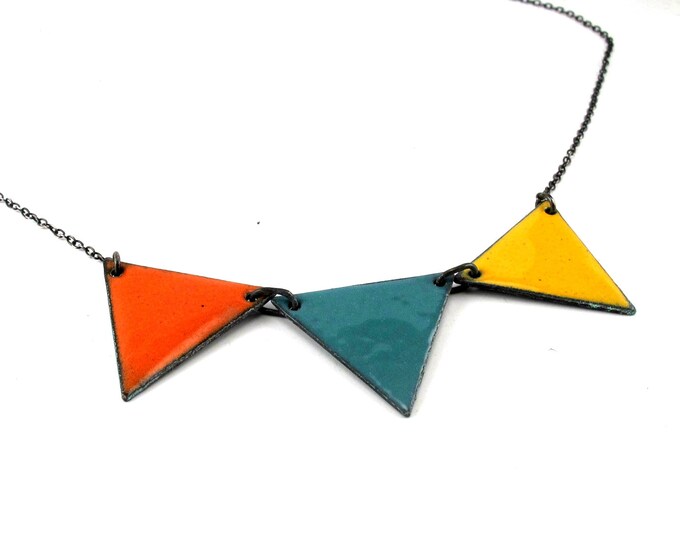 Bunting Necklace Enameled Copper and Sterling Silver Your Etsy