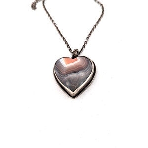 Creamsicle Heart Pendant Sterling Silver and Botswana Agate One of a Kind image 4