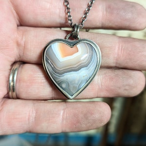 Creamsicle Heart Pendant Sterling Silver and Botswana Agate One of a Kind image 7