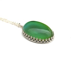 Modern Mood Pendant - Sterling Silver  and Color Changing Stone - Oval