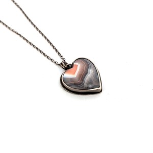 Creamsicle Heart Pendant Sterling Silver and Botswana Agate One of a Kind image 5